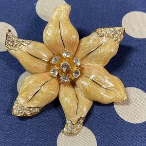 Nolan Miller Floral Brooch with Crystal Accents